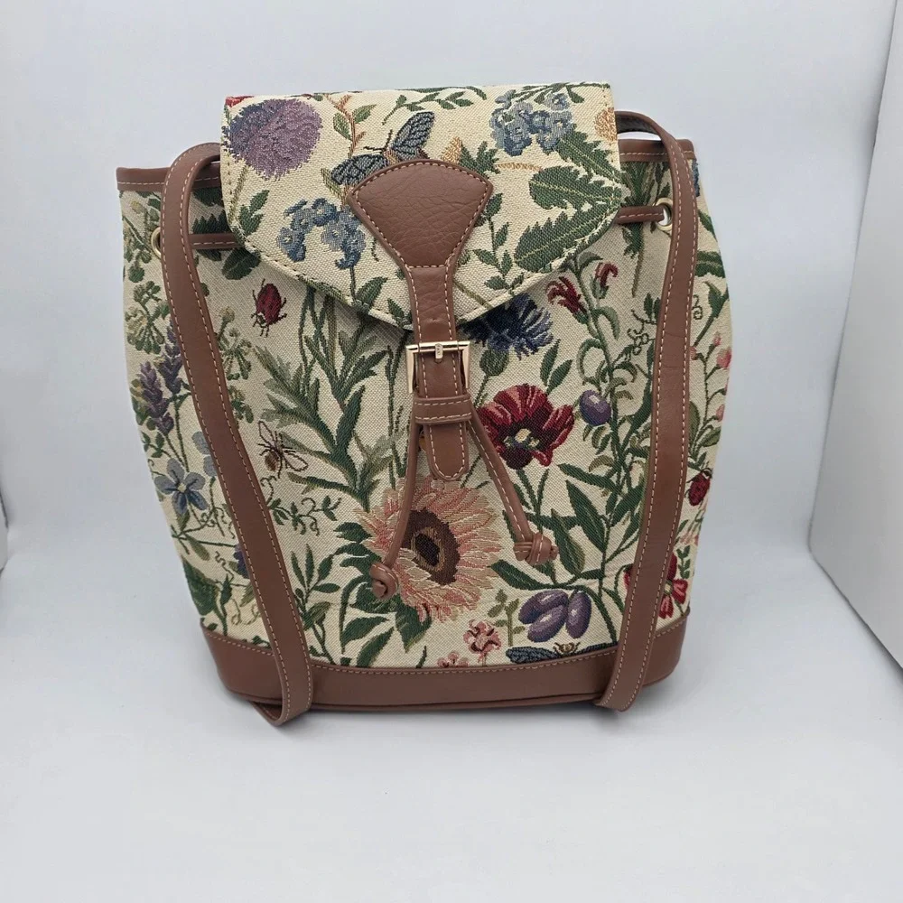 Tapestry Floral Backpack Witchy Moth Cottagecore Fairycore Grandmacore Botanical
